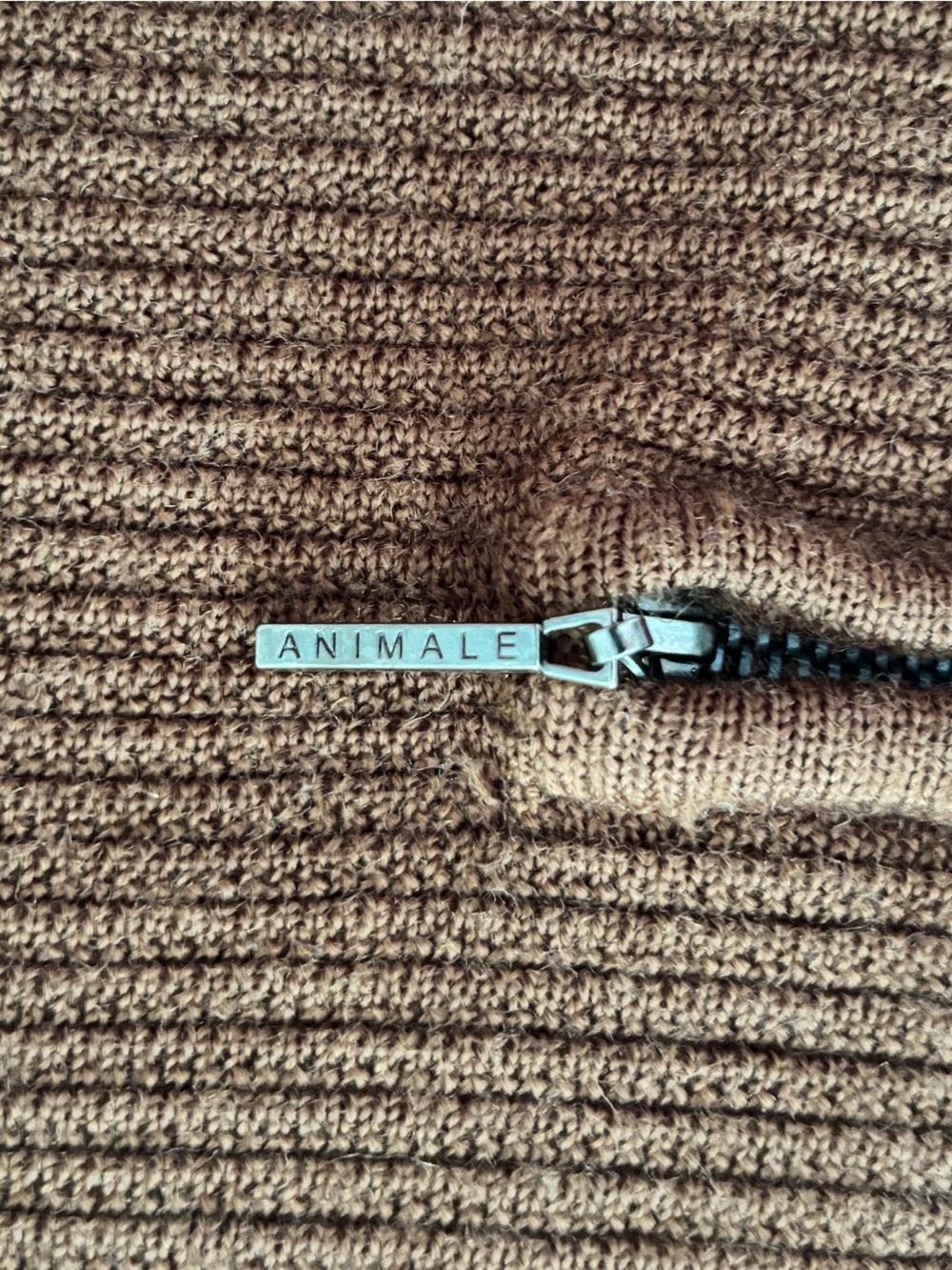 ANIMALE Brown Ribbed Knit Sleeveless Top Tank Zipper Accent Size Medium - Picture 6 of 7
